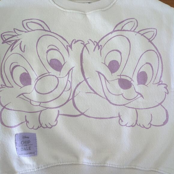 Zara Disney Girls Chip and Dale pullover long sleeve sweater cream color size 8 - Picture 9 of 9